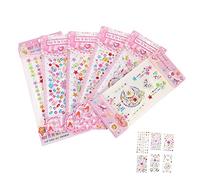 CTIRCHIU 6 Sheets Acrylic Temporary Face Gems Stickers for Children, Self Adhesive Rhinestone Body Jewels for Halloween, Cosplay Dress, and Day of The Dead Parties