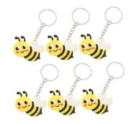CTIRCHIU 6pcs Adorable Cartoon Bee Keychain Cute Bee Theme Party Favors Car Key Pendant Decorations Bag Accessories for Adults