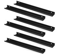 CTIRCHIU 6Pcs Black Aluminum Alloy Concealed Edge Pulls with Arc Corners for Kitchen Cabinet Drawer Wardrobe Doors Sturdy Hidden Narrow Handles with Screws for Modern Furniture Easy