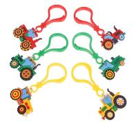CTIRCHIU 6pcs Cartoon Tractor Keychains for Cute Farm Themed Backpack Charms Harvest Season Party Favors Durable Key Rings for Boys