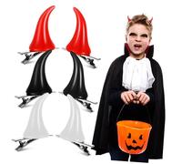 CTIRCHIU 6pcs Devil's Horn Hair Accessories Clip Devil Costume Fangs Queen Decorative Halloween Costume Accessories Guest Demon Ox Horn Hairpin Goth Decorations Resin