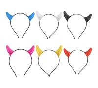CTIRCHIU 6pcs Halloween Horn Headband Set with Red, Blue, Black, Silver, Rose Red, Gold Devil Hair Accessories for Cosplay and Party Costume