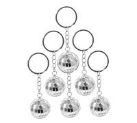 CTIRCHIU 6Pcs Mirror Disco Ball Keychains Festive Silver Ornaments for Christmas Party Decorations Unique Favors for Birthdays and Gras Celebrations