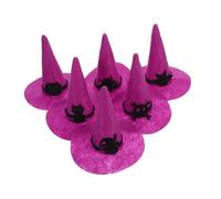 CTIRCHIU 6Pcs Small Felt Wizard Caps for DIY Crafts Party Decoration Featuring Classic Designs Like Skeleton Cat Pumpkin Bat for Masquerade Carnival Fun