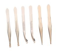 CTIRCHIU 6pcs Stainless Steel Eyelash Extension Tweezers with Straight Slanted Curved Tips Ergonomic Precision Makeup Tools for Eyebrow Shaping and Facial Hair Removal Lash Applicator Kit