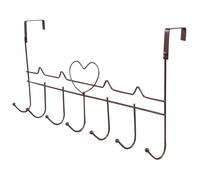 CTIRCHIU 7-Hook Iron Over The Door Clothes Hooks Key Hooks Simple Elegant Design Easy Installation Fits Most Standard Doors Brown Home Office