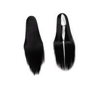 CTIRCHIU 70cm Black Synthetic Long Straight Hair Wig Cap for Women and Girls, Lace Front Hair Accessory Suitable for Cosplay and Daily Wear