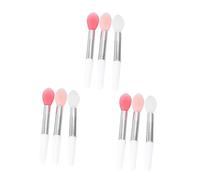 CTIRCHIU 9pcs Portable Silicone Lip Brush Set Lipstick and Lip Mask Applicator Soft Head Makeup Tool for Travel Makeup Artists and Daily Use, Includes Peach Pink, and Watermelon Red Colors