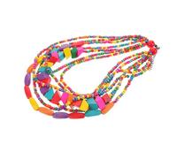 CTIRCHIU African Bohemian Bead Necklace for Women Colorful Wooden Beaded Ethnic Statement Jewelry Chunky Long Layered Design for Parties and Festivals