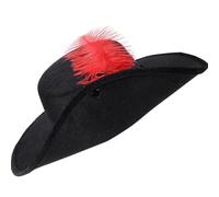 CTIRCHIU Black Pirate Hat Comfortable and Wear Resistant Cloth with Artificial Plume Feather Carnival Cosplay Hat for Special Occasions and Carnival Parties