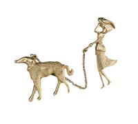 CTIRCHIU Brooch Alloy Woman Walking The Dog Design Personality Badge Alloy Pin Brooch Woman Pin for Sweater Breastpin for Dog Walking Gifts for for for