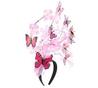CTIRCHIU Butterfly Headband for Women Tea Party Fascinator Hair Accessory Pink Floral Simulation Butterfly Headband Headdress Elegant Hairband for Wedding and Prom