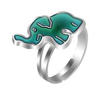CTIRCHIU Cartoon Elephant Thermochromic Ring Color Changing Mood Ring Cute Fashion Jewelry for Women Boy Girl Unique Finger Accessory for Parties and Gifting