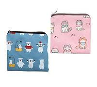 CTIRCHIU Cartoon Lipstick Pouch Set of 2 Waterproof Sanitary Napkin Storage Bag for Teens Cute Reusable Period Pouch for School Use First Period Kit for Girls