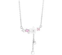 CTIRCHIU Cherry Blossom Dainty Necklace for Women Retro Flower Pendant Neck Chain Jewelry for Birthdays Valentine Day and Mother Day Skin Safe Material Proper