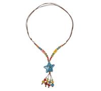CTIRCHIU Colorful Ceramic Bead Star Necklace Long Boho Ethnic Chinese Style Beaded Statement Jewelry for Women Girls Summer Beach Travel