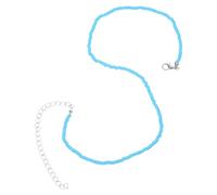 CTIRCHIU Colorful Rice Bead Necklace for Women Simple Single-layer Clavicle Chain with Blue Seed Beads Chic Boho Style Jewelry for Beach Party Prom Vacation and Night