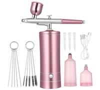 CTIRCHIU Cordless Airbrush Kit with Air Compressor, 2-speed Pink Electric Air Brush for Nails and Makeup, Usb Rechargeable Portable Painting Set for Nail Art and Craft