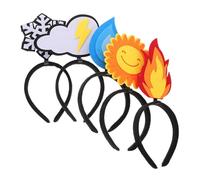 CTIRCHIU Creative 5pcs Fun Headbands Set with Flame, Water Drop, Sun, Cloud Snowflake Designs, Soft Felt Party Hair Accessories for Women and Kids, Festival and Birthday Celebration Hair