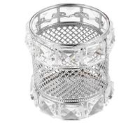 CTIRCHIU Creative Crystal Makeup Brush Organizer Storage Box with Dustproof Design, Silver Metal and Crystal Material, Handy and Stylish Cosmetic Brush Holder for Coffee Table or End Table