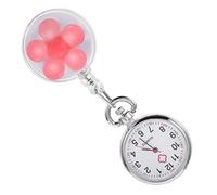 CTIRCHIU Cute Cartoon Flower Pattern Clip Pocket Watch Retractable Fob Watch for Students Accurate Timing Arabic Markers for Healthcare Professionals and Students