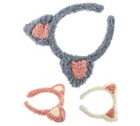 CTIRCHIU Cute Cat Ears Headband for Women 3pcs Plush Spa Makeup Face Washing Hair Accessories Elastic Headbands for Skincare Showers and Beauty