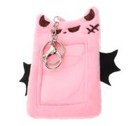 CTIRCHIU Cute Plush Devil Wings Photocard Holder Keychain with Soft Plush, Plastic and Metal Materials, Multifunctional Card Display Sleeve for Office Use and Daily Carry
