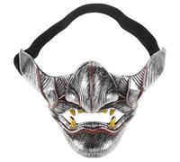 CTIRCHIU Demon Ghost Prajna Half Face Samurai Mask Japanese Silver Cosplay Prop for Halloween Costume Party Masks for Adults Masquerade Ball Accessory