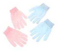 CTIRCHIU Double-sided Exfoliating Bath Gloves 2 Pairs Set Thickened Body Scrub Shower Gloves for Adults Spa Scrubber in Blue and Pink