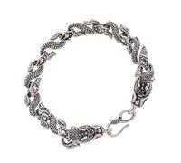 CTIRCHIU Dual Head Dragon Bracelet Alloy Silver Hip Hop Style for Men | Stunning Chain Design, Long Wear Comfort, Safe for Boys and Teenagers at Dancing and Cool Occasions