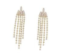 CTIRCHIU Elegant Long Tassel Earrings for Women Star Rhinestone Dangle Jewelry for Weddings and Parties Chic Ear Jewelry with Shining Crystal Accents