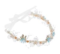 CTIRCHIU Elegant Pearl Flower Headband Leaf Bridal Hairpiece for Weddings Parties Prom Lightweight Comfortable Hair Ornament for Women Bridal Hair Accessories