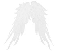 CTIRCHIU Elegant White Angel Wing Embroidered Patches for Clothes, 1 Pair Polyester Iron-on and Sewing Appliques, for Festival Clothing Decoration and Repair
