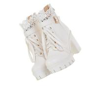CTIRCHIU Fashionable Chunky Heeled Short Boots for Women Comfortable PU Material Lightweight and Breathable for Winter Ankle Wear for Parties Work and Travel White