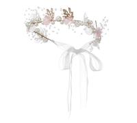 CTIRCHIU Flower Girl Pearl Headband Pink Floral Design, Bridal Hair Accessory for Weddings and Special Occasions, Fairy Hairband for Girls and Flower Crowns