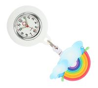 CTIRCHIU Glow The Dark Retractable Nurse Watch Clip Fob with Rainbow Design Lightweight Badge Timepiece for Women and Nursing Students