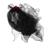 CTIRCHIU Gothic Black Rose Bride Veil Headpiece Unique Halloween Costume Accessory for Dark Witch and Fairy Themes Lightweight and Comfortable Gothic Party Hairpiece for Masquerade Dress Up