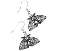 CTIRCHIU Gothic Moth Drop Earrings for Women, 1 Pair Vintage Silver Dangle Earrings with Sun and Moon Pattern, Gothic Fashion Jewelry