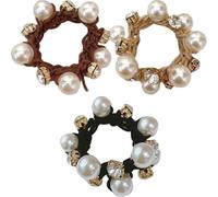 CTIRCHIU Hair Fashionable 3pcs Comfortable Elastic for Scrunchies Pearl Ties Ponytail to Wear with Artificial Pearl Accent Simple Style Holder Women