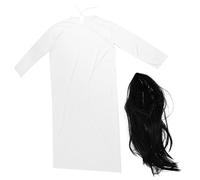 CTIRCHIU Halloween Horror Ghost Costume for Women with White Cloth and Black Hair Set, Scary Haunted House Dress up Prop Suitable for School Play or Vampire Witch Wizard Cosplay