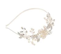 CTIRCHIU Handmade Pearl Flower Wedding Headband Crystal Rhinestones Bridal Hair Accessory for Women and Children Elegant Bridal Headdress for Wedding and Party