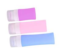 CTIRCHIU Heat Resistant Silicone Travel Bottles Set Leakproof Refillable Cosmetic Containers for Toiletries with Space Saving Cylindrical Design Soft Squeeze Tubes in Pink Blue Purple for