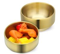 CTIRCHIU Korean Style 2 Pack Double Layer Insulated Stainless Steel Bowls 5 Inch Diameter for Daily Meal Serving and Soup