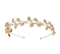 CTIRCHIU Leaf-Shaped Alloy Hair Hoop Rhinestones, Stylish Gold Wedding Headband for Women, Elegant Bridal Hair Accessory for Special Occasions