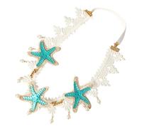 CTIRCHIU Mermaid Costume Headpiece Sea Star Lace Pearl Headband for Women Decorative Hair Accessories for Weddings Birthdays Parties and Photo Shoots