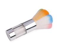 CTIRCHIU Nail Art Dust Brush and Makeup Powder Cleaner, Petal Shape Metal Handle, Seven-color Rainbow Powder Brush for Manicure, Silver, Suitable for Gel Nails and Rhinestone Cleaning