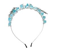 CTIRCHIU Natural Crystal Rainbow Headband Hairband for Women, Ab Blue Shiny Wedding Headpiece Party Hair Accessories Lunar Branch Design