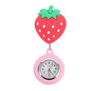 CTIRCHIU Nurse Pocket Watch Clip-on Retractable Soft Silicone Strawberry Design Hanging Fob Watch for Healthcare Professionals Medical Timing Use