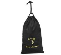 CTIRCHIU Portable Hair Dryer Bag Drawstring Velvet Pouch 19x35cm Black Travel Storage Organizer for Bathroom and Hotel Use