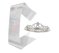 CTIRCHIU Princess Birthday Crown Sash Women Party Decorations Tiaras Headband for Queen